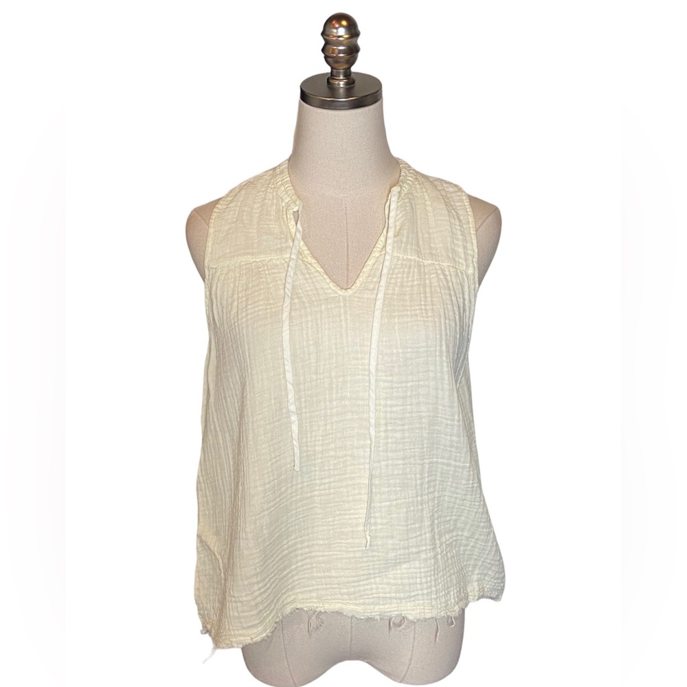 Stark X Tank Top Double Gauze Pale Yellow Cheesecloth M Soft Cool Comfy